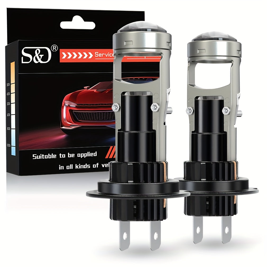 S&D High/Low Beam 150W H4 H7 LED Car Lens Headlight Bulbs, 40000LM H11 9005 HB3 9006 HB4 Car Lens Lights, Turbo LED Lights, Super Bright Car Headlights, Plug-and-Play, 12V, with Canbus, 2-Pack