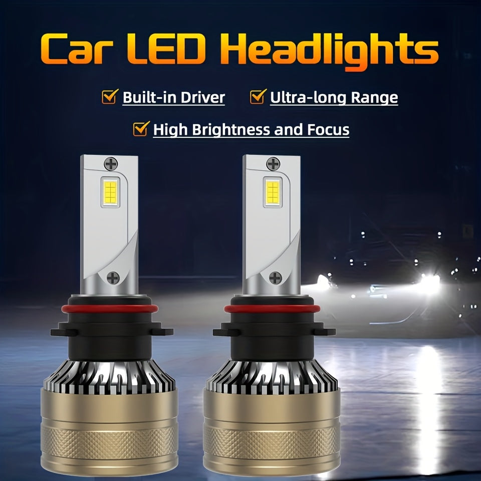 [2-Pack] Super Bright LED Car Lights H7/H1/H4/H8/H9/H11/9005/9006/9012 Universal, Fan Cooling, Aluminum Body, 6000K Pure White Light, Easy-to-Install Car Bulbs