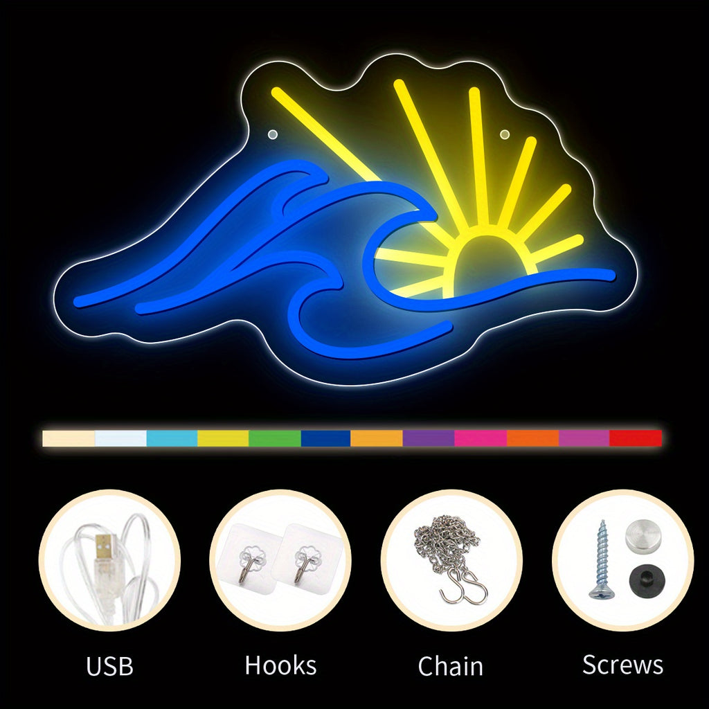 Multi-color changing LED neon tube light — neon decoration suitable for home, bars, parties, weddings, Valentine‘s Day, birthdays, equipped with simple button control and energy-saving LED lighting