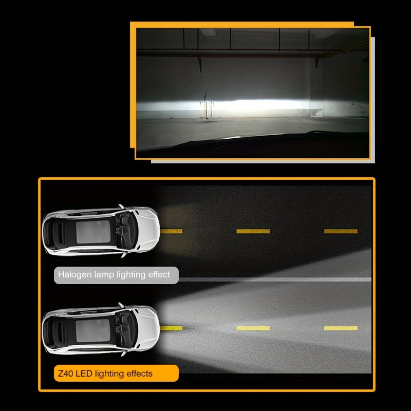 2-Pack Car LED Headlight H4 Super Bright Mini Lens Bulb Focused Beam with Cut-off Line Adjustable CNC Chuck for Different Light Types Plug-and-Play Mini Size with Cooling Fan Car Headlight Fits All Car Models No Battery Needed