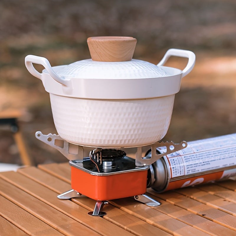 Portable Backpacking Camping Stove with Piezo Ignition, Windproof Design & Stable Base, Ideal for Outdoor Hiking and Picnic/