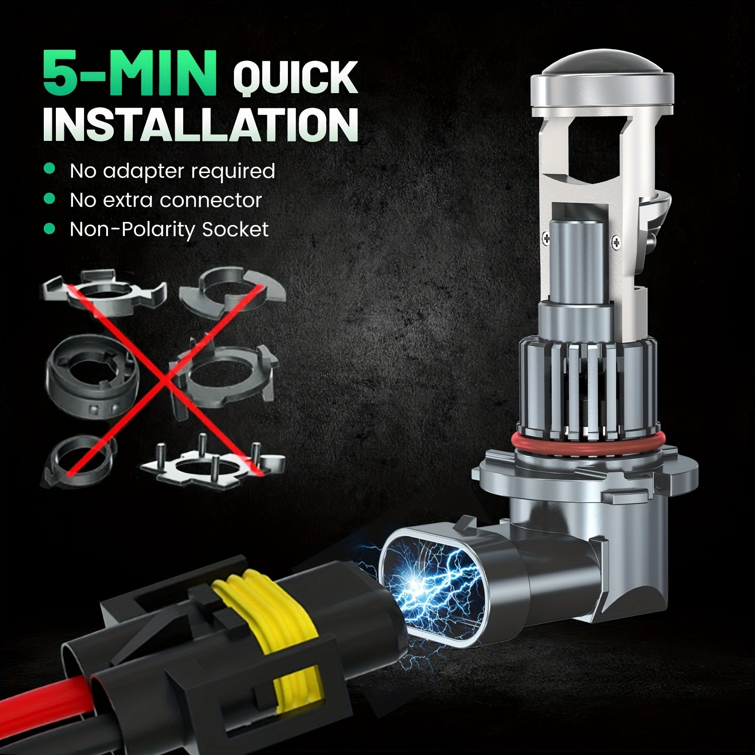 2-Pack H7 H4 LED Projector Mini Bulbs, Compatible with Canbus System, for H11, 9005 (HB3), 9006 (HB4) Car Turbo Headlights and Motorcycles, 12V, Easy Plug-and-Play Installation, No Battery Included