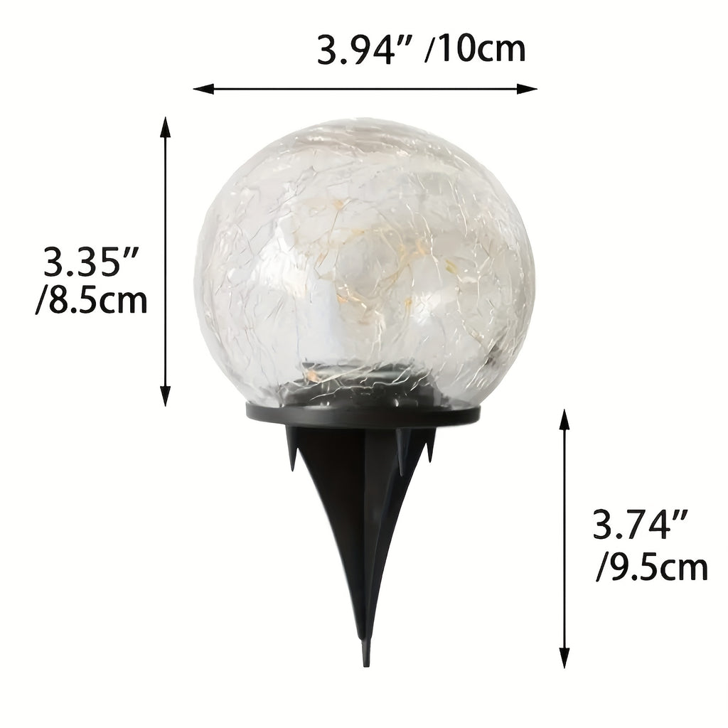 Garden Solar Light, Cracked Glass Globe LED Outdoor Decorative Light, IP44 Waterproof, Perfect for Patio, Lawn and Courtyard, Smart Light Sensor