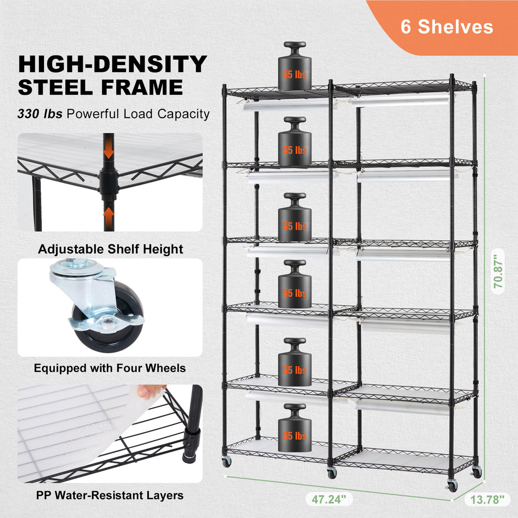 VEVOR Plant Stand with Grow Light, 6-Tier 180cm 120cm / 180cm 90cm 59.1"/70.9" Indoor Plant Grow Rack