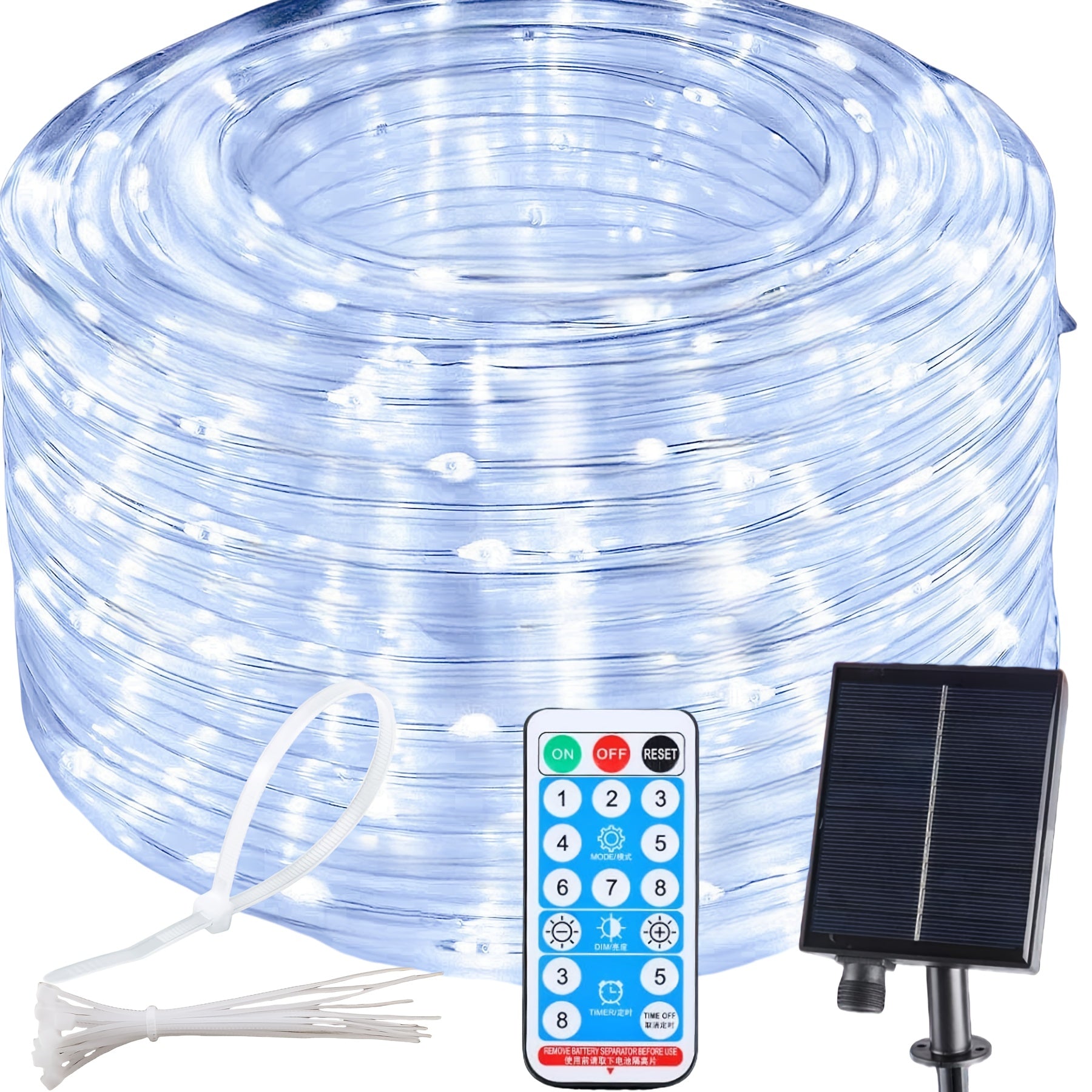 100FT 302 LED 灯带，带遥控器 – 太阳能灯串，适用于花园、露台、庭院、泳池、院子，圣诞节假日装饰