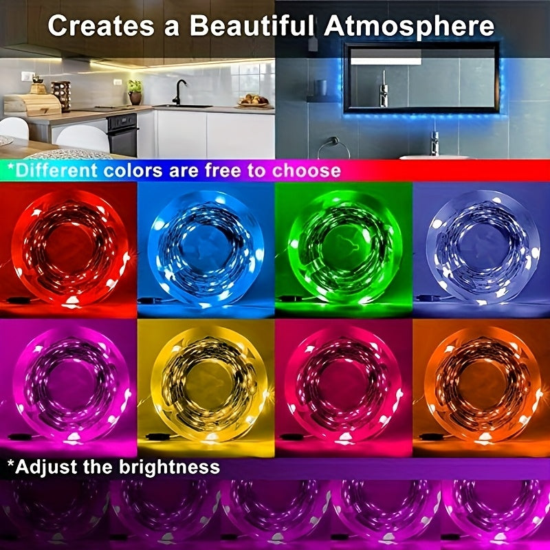 200.79 英吋/397.64 英吋/602.36 英吋/卷，12V 柔性贴片 5050 RGB LED 灯条，4PINs LED 胶带，多色，灯条。 （不含电源转接器、条形控制器）