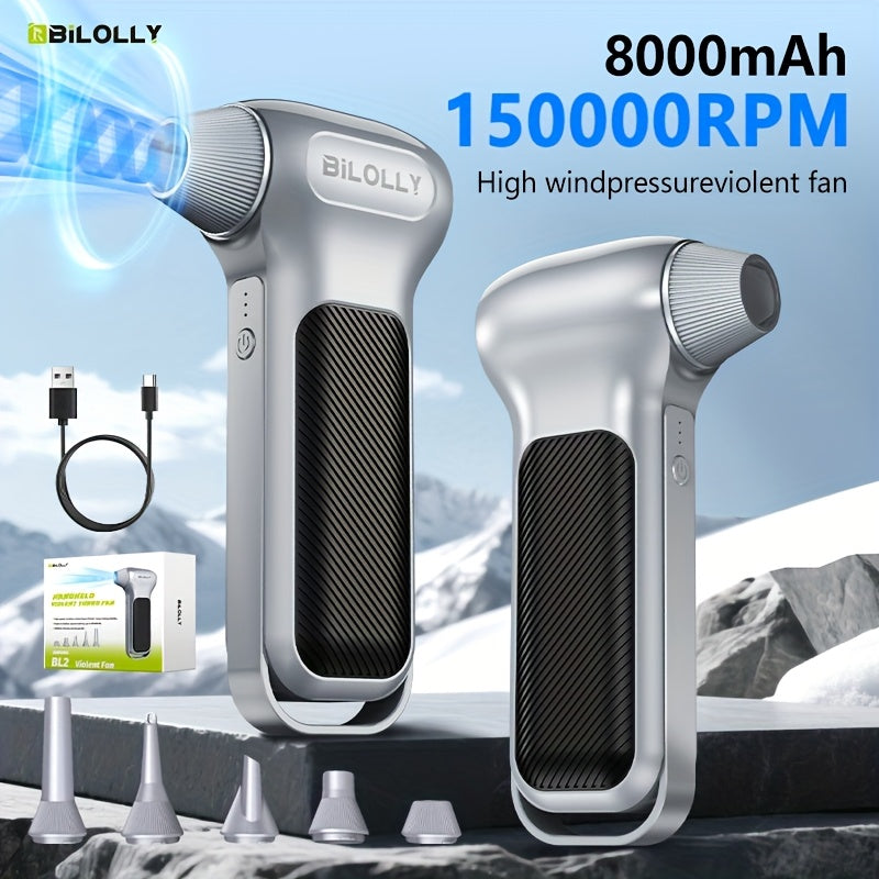 High Power Compressed Air Duster - 100000/130000/150000 RPM Multi Speed Adjustment - 8000mAh Powerful Fan | Cooling Handheld Turbo Fan for Dust Removal, Snow Clearing, Camping, Keyboard Cleaning, Car Detailing, Men Mini Tool Gift