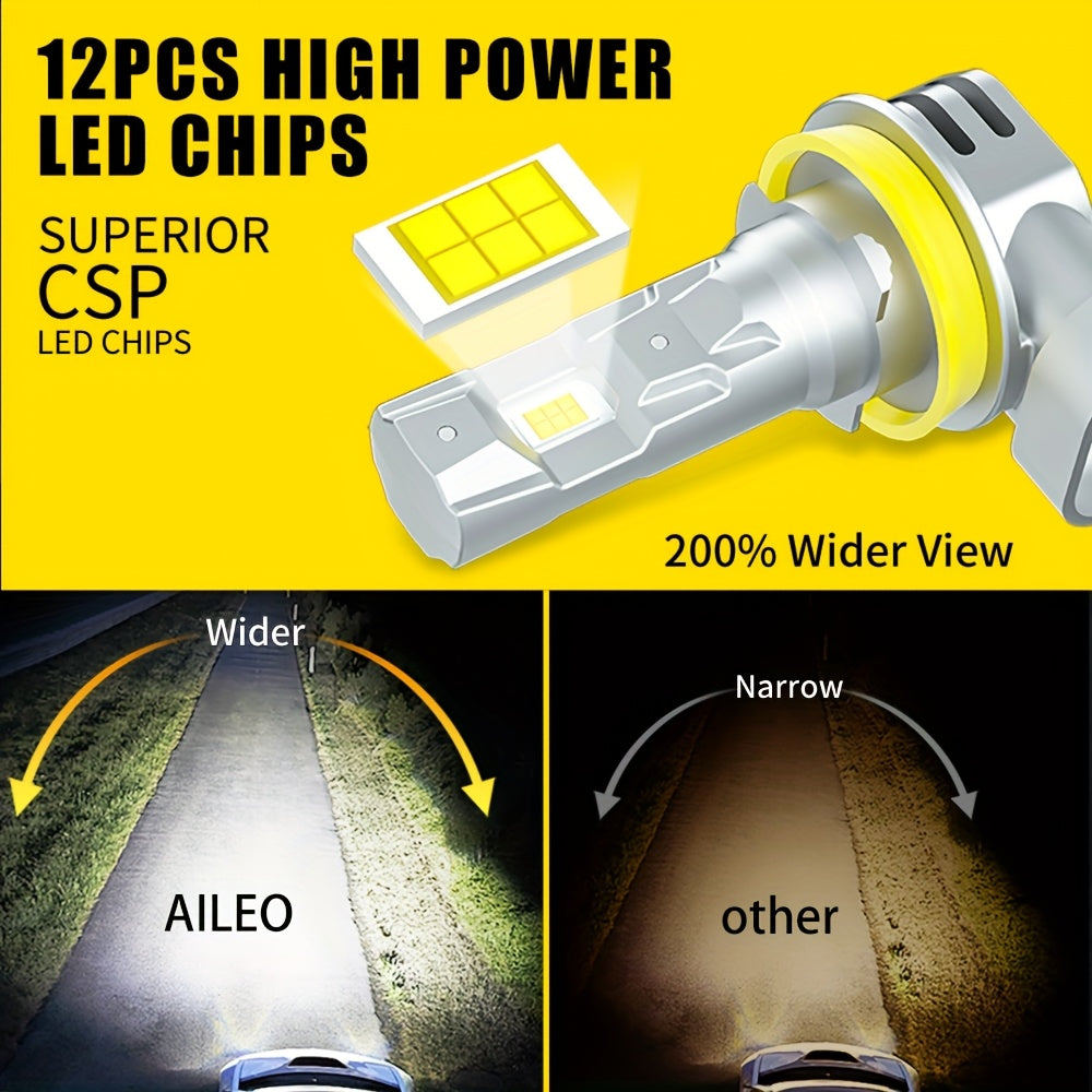 AILEO 2-Pack H11 LED Headlight Bulbs, Canbus Compatible, for H4, HB3, 9005, HB4, H9, H16JP and H8 Types, Provides 22000 Lumens and 100W Super Brightness, 6500K Color Temperature, for Car Turbo Headlights