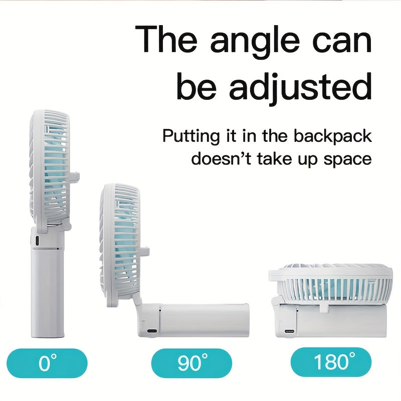 Stylish Minimalist Handheld Fan, Foldable Portable Mini Fan, USB Rechargeable Desktop Fan with 3 Wind Speed Modes