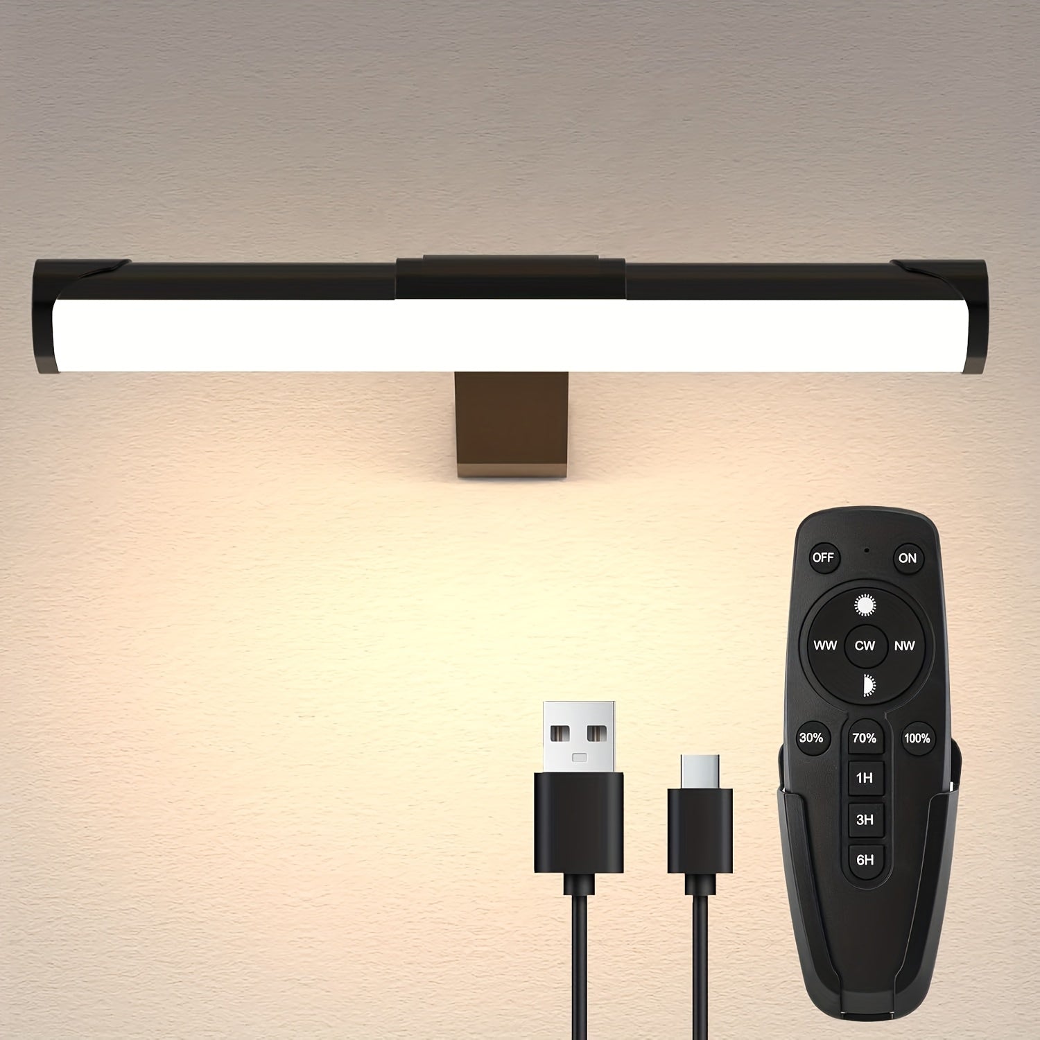 Battery-powered picture frame light, wireless magnetic wall light - 3-color dimmable, touch control and remote control function, timer, USB rechargeable, suitable for art display, bedroom reading night light or camping use (no wiring required)