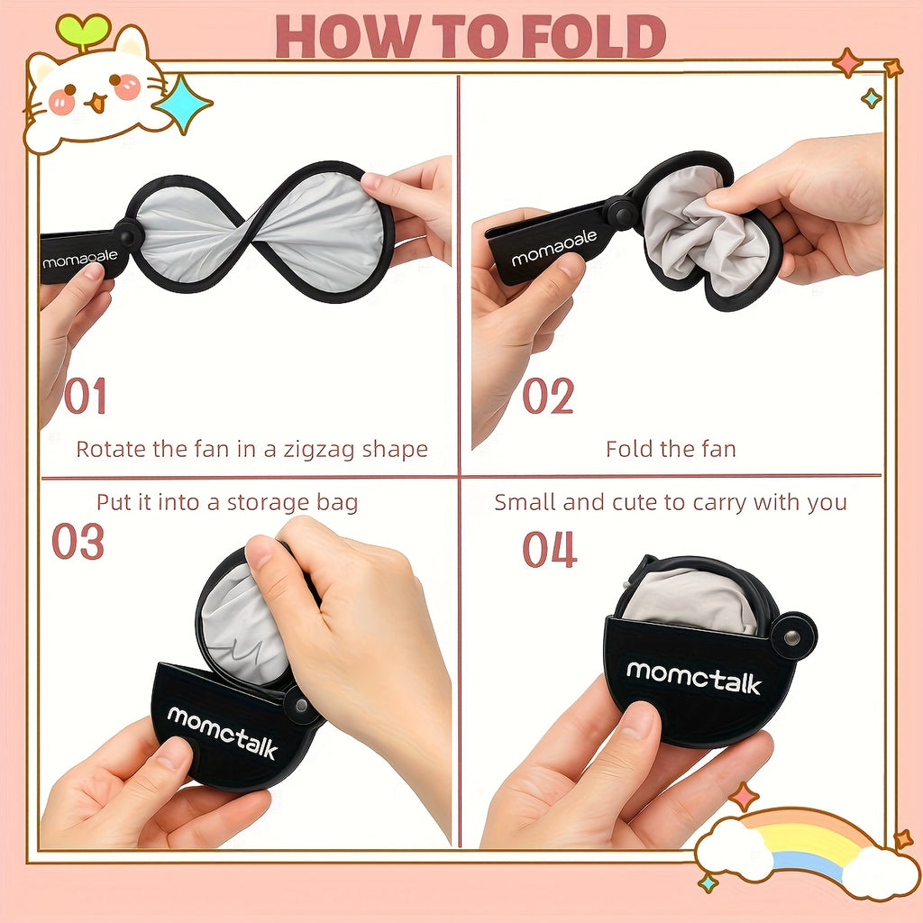 Portable Handheld Folding Fan with Storage Bag, Compact Easy to Carry Manual Operated Fan, Essential for Summer Outdoor Activities Beach Party Travel