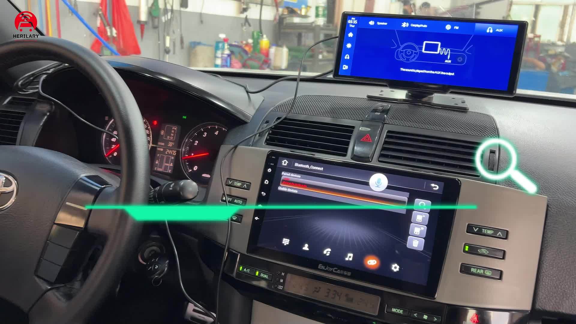10.26-Inch Screen Car Player Portable Car Monitor Car DVR Recorder Supports Rear Camera for Android Auto with Voice Control Front Camera, Vehicle Monitor, Dash Cam, Stylish Car Display, Touchscreen Player, High-Resolution Screen