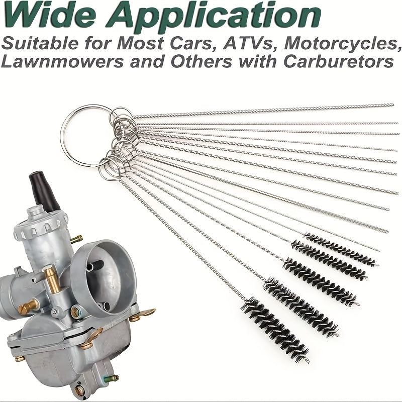 Carburetor Cleaning Tool Kit, Includes 10 Cleaning Needles and 5 Brushes