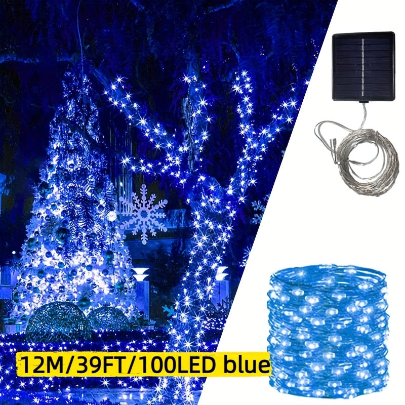 1个户外LED太阳能彩灯，带8种模式，有105英尺/72英尺/39英尺/23英尺太阳能花灯可选，适用于装饰花园、露台、圣诞树、派对、婚礼和各种美丽的活动（多色）