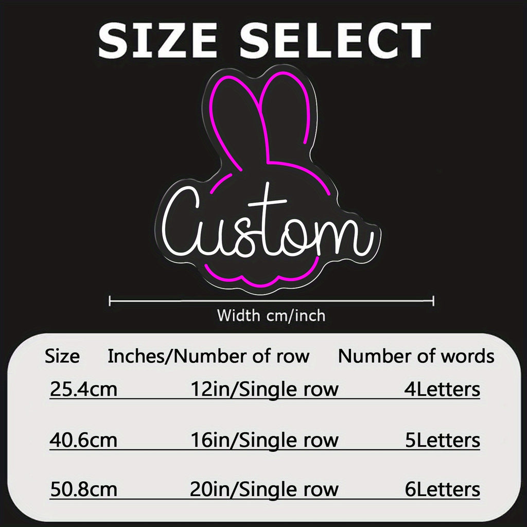 12-20 inch neon sign - personalized text, USB-LED adjustable brightness and color, wall-mounted tube design, suitable for home, bar, party decoration - birthday/wedding/anniversary gift