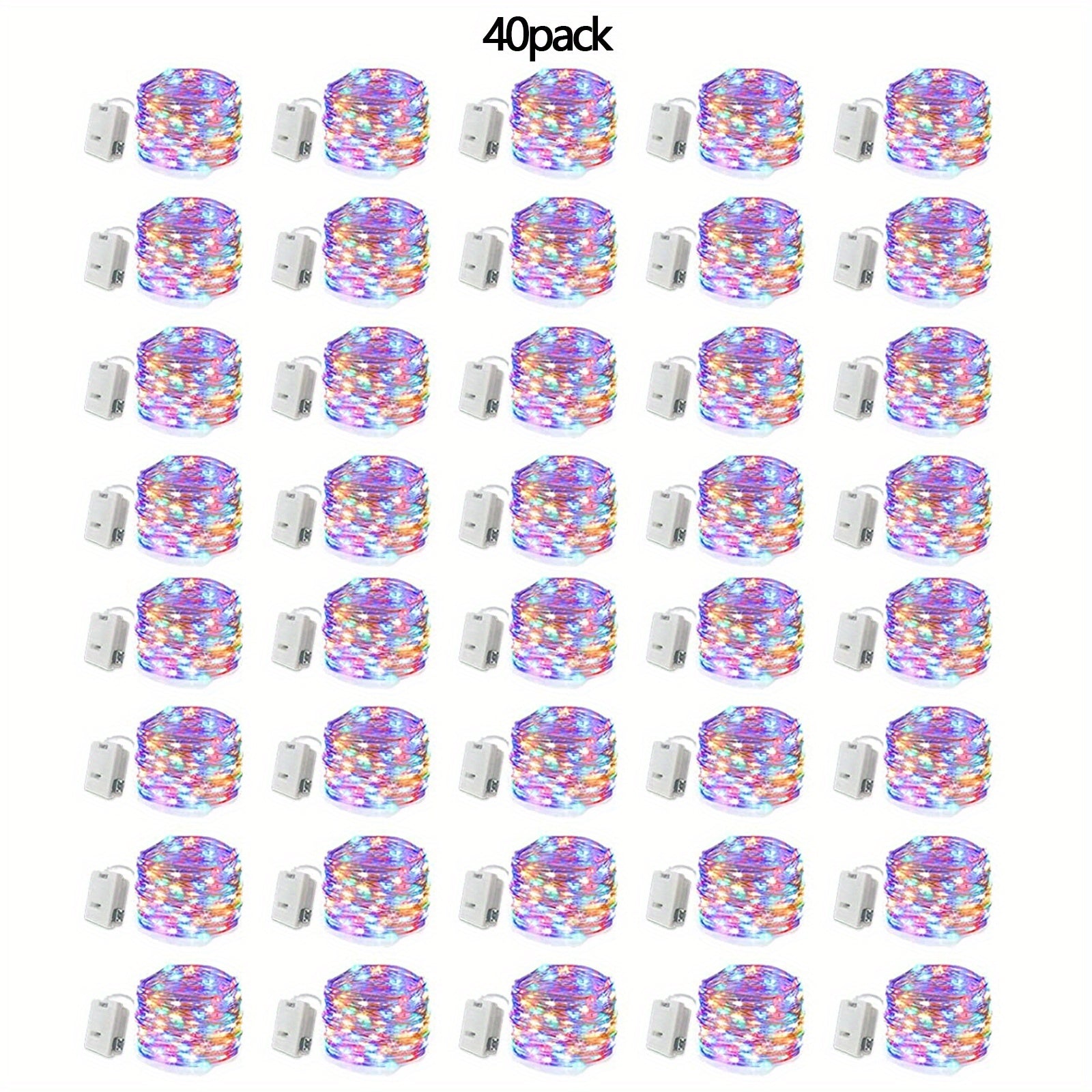 40pcs 童话灯电池驱动的灯串 - 7英尺20 LED迷你灯，带银线萤火虫星光，用于DIY卧室，适合婚礼、派对、节日、圣诞节（闪烁）