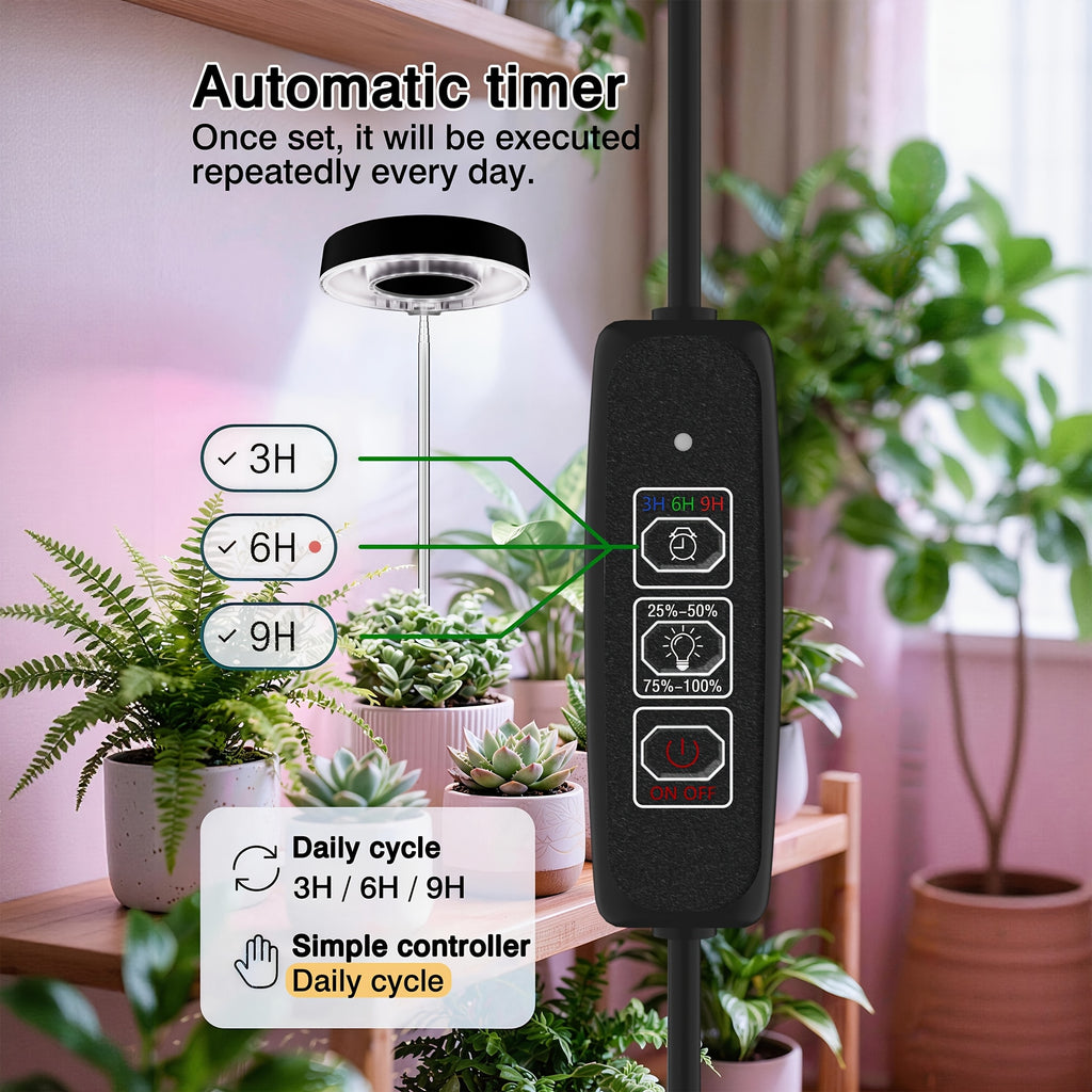 2Pcs 720° Magnetic Rotatable LED Grow Light, Full Spectrum Sunlike Plant Lamp with Auto Timer, Height & Brightness Adjustable, Suitable for Seedlings and Herb Plants