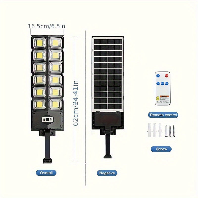 504 LED Solar Street Light with PIR Motion Sensor, Suitable for Home and Commercial Use, Dusk to Dawn, Solar Floodlight, LED Outdoor Area Lighting, Wall Mounted, Dusk to Dawn, Easy to Install