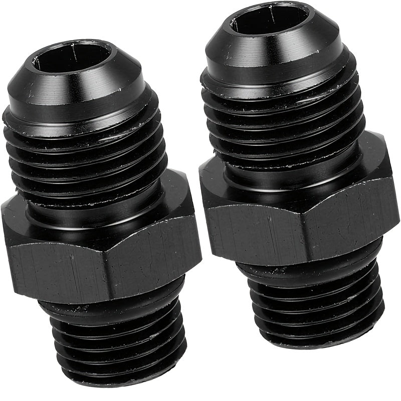 2-Piece Black 6AN Male to M12 x 1.25mm Thread Hard Line Fuel Tube Adapter – for Oil, Air Lines & Auto Hose Replacement