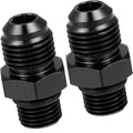 2-Piece Black 6AN Male to M12 x 1.25mm Thread Hard Line Fuel Tube Adapter – for Oil, Air Lines & Auto Hose Replacement