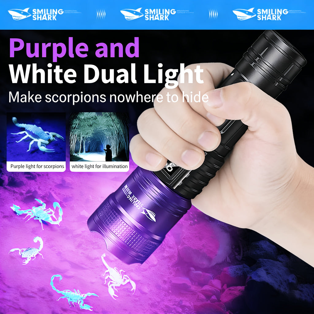 1 Lampe de poche LED XPE, double lumière blanc violet, 5 modes zoomable, rechargeable Type-C, indicateur de batterie, éclairage nocturne détection de scorpions test fluorescent, camping randonnée course à pied