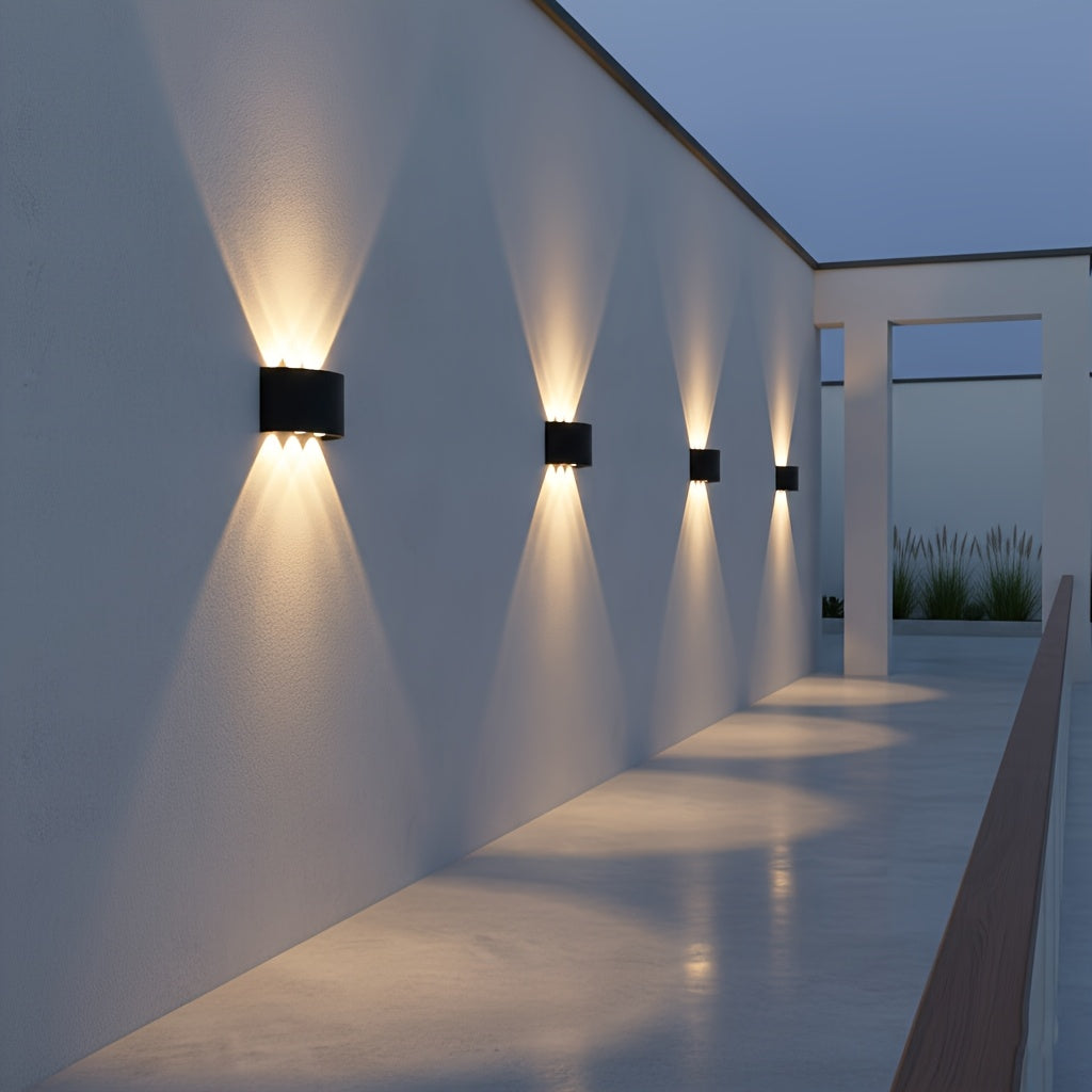 2 Pack LED Outdoor Wall Light Modern Aluminum Wall Lamp Up Down Light, Black Outdoor Fixture for Porch Garden Decoration (Warm/White Light)