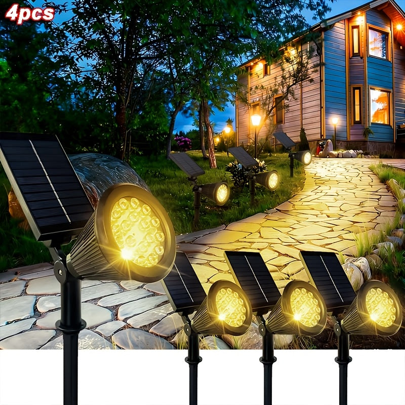 Outdoor Solar Spotlight Set, Available in 1/2/4 Packs, Landscape Light, Equipped with 18 LEDs, IP44 Waterproof Rating, Smart Light Sensor Function, Perfect for Outdoor Decoration in Courtyards, Gardens, Lawns, Walkways and Furniture Design