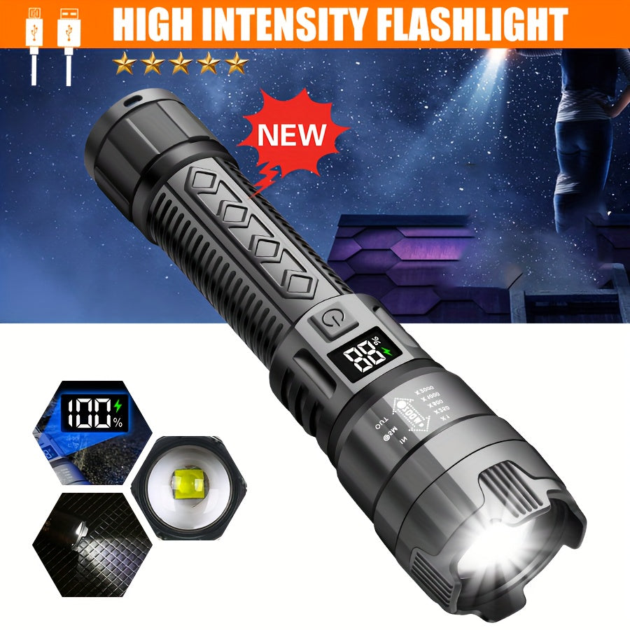 IPX6 Waterproof Flashlight with Clip, Multifunctional All-in-One Light, Power Outage & Night Riding Lighting, Easy Installation & Use, Adjustable Brightness Levels, Rechargeable, Perfect for Events and Camping