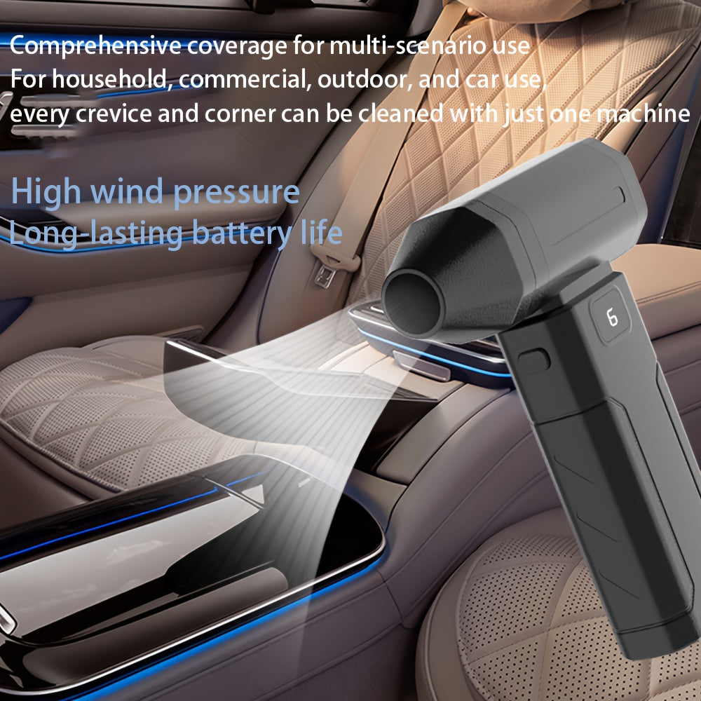 5200mAh Large Capacity Handheld Portable Fan, Personal Cooling Fan, Rechargeable with LED Light, Multi-use for Snow Removal, Keyboard Dust Cleaning, Cooling, Air Drying, Leaf Blowing, Essential for Outdoor