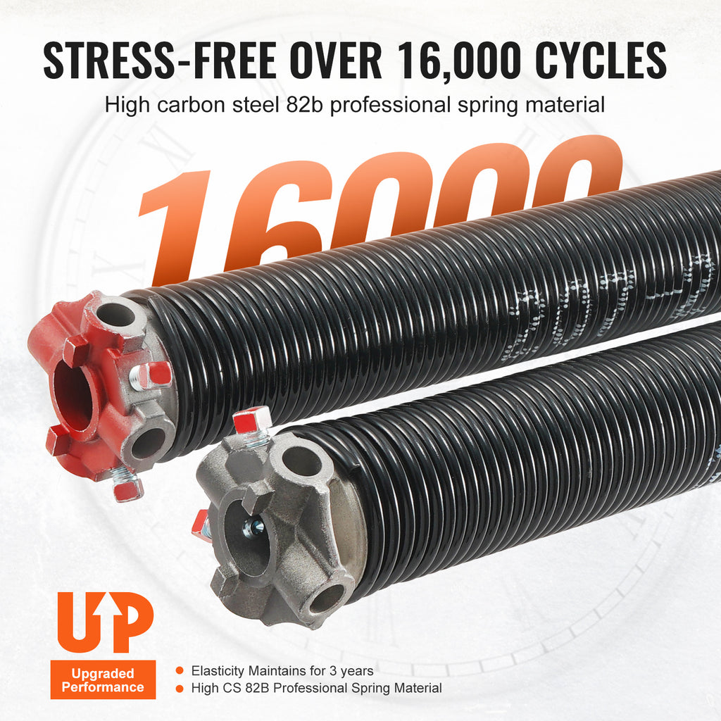 Garage Door Torsion Spring, 16,000 Cycles, 0.25 x 2 x 30in / 0.207 x 2 x 22in / 0.218 x 2 x 24in / 0.218 x 2 x 23in, with Non-Slip Winding Bars, Installation Tools and Gloves, Electrophoretic Coating, for Replacement