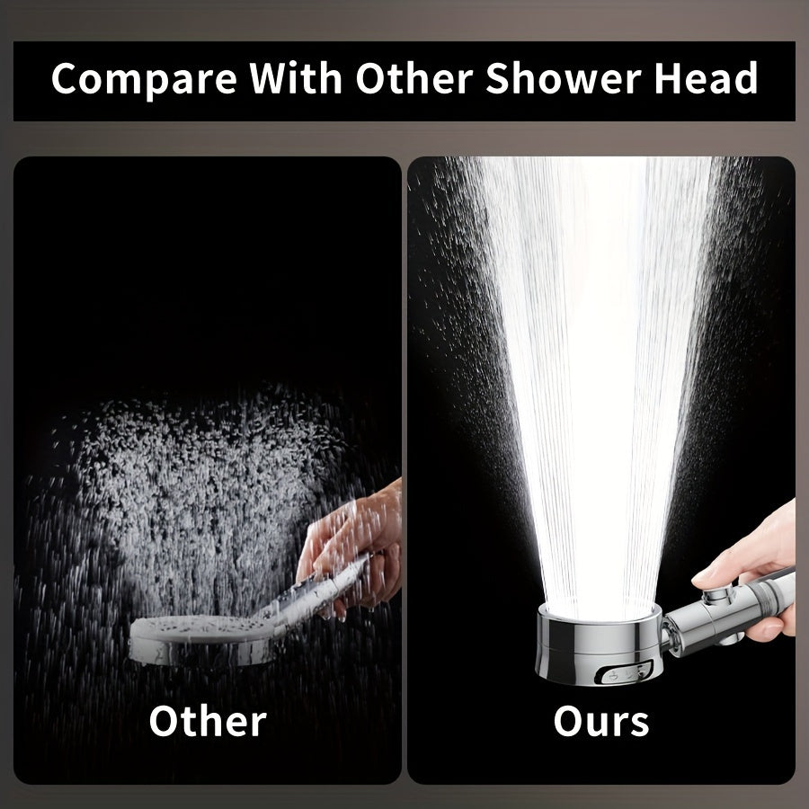 1pc High Pressure Filtered Shower Head - 3-Speed Adjustable Super Powerful Booster for Home Shower, Adjustable Angle Shower Head, Bathroom Accessory