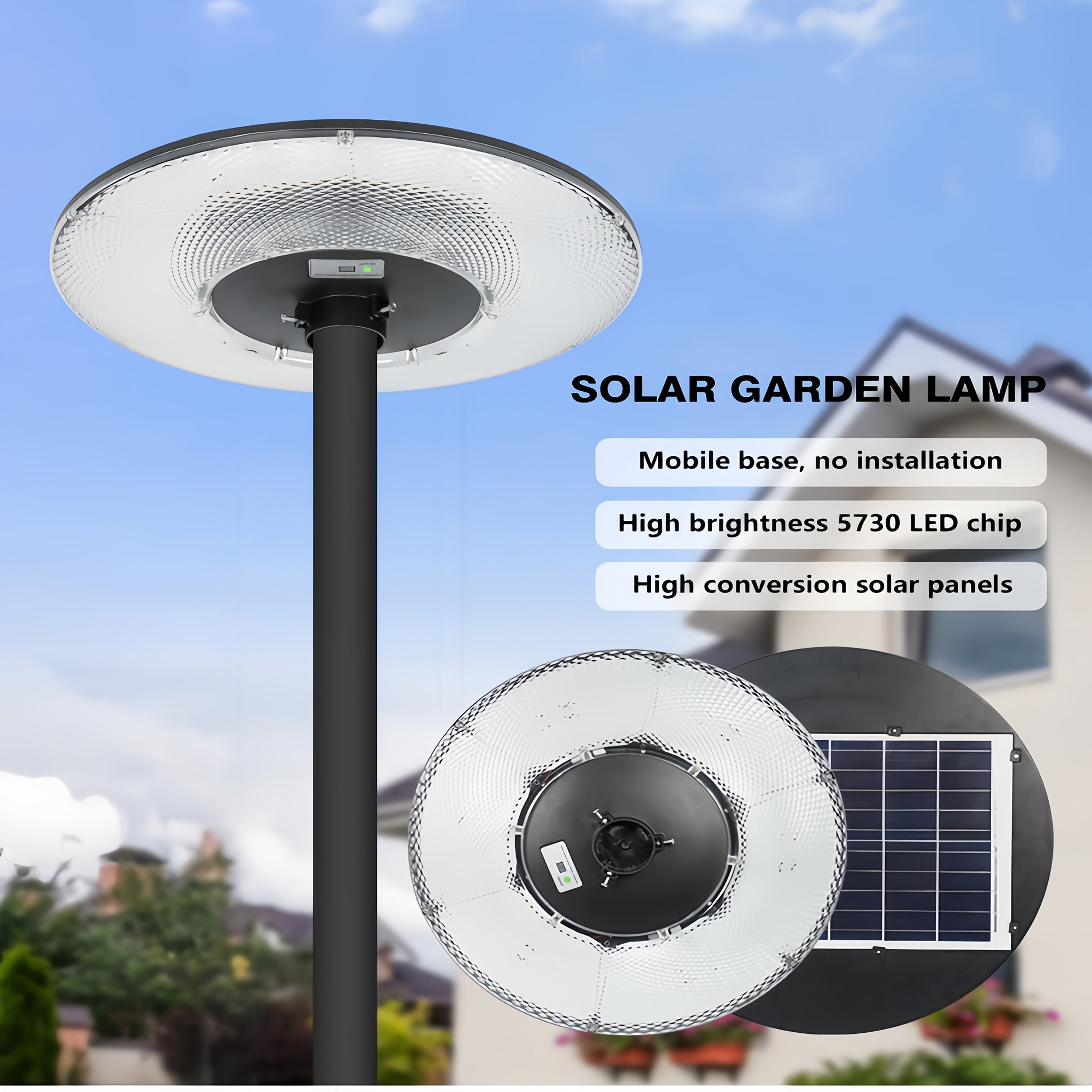 Solar Street Light, 216 LED Round UFO Light, Villa Community Square Landscape Light, Integrated Street Light and Courtyard Light