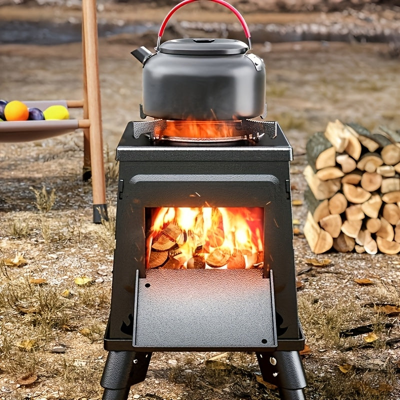 Portable Wood Burning Stove | Compact Outdoor Cooking Solution with Carry Bag, Iron Material, No Ignition Function, Compatible with Dry Wood/Charcoal - HALFIRE/