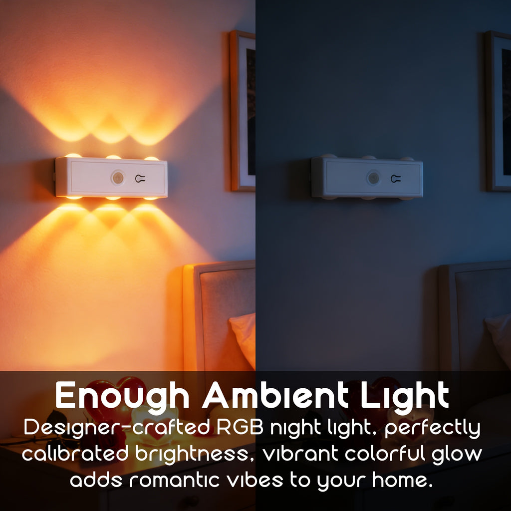 1pc Motion Sensor Night Light, Magnetic Wall Lamp, Detachable Wall Mounted Light with Adjustable Lens, Up and Down Lighting, USB Rechargeable LED Lamp, Wireless Stair Light, Indoor Wooden Wall Light for Closet Corridor Stairway