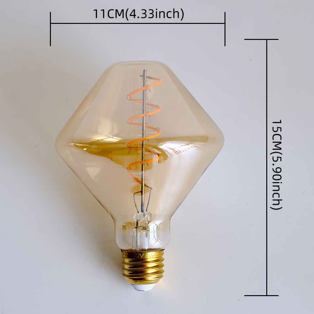 1-pack, LED Edison bulb 120V E26 base 4 watt dimmable LED filament vintage decorative bulb, 2300K warm yellow light, amber glass cover