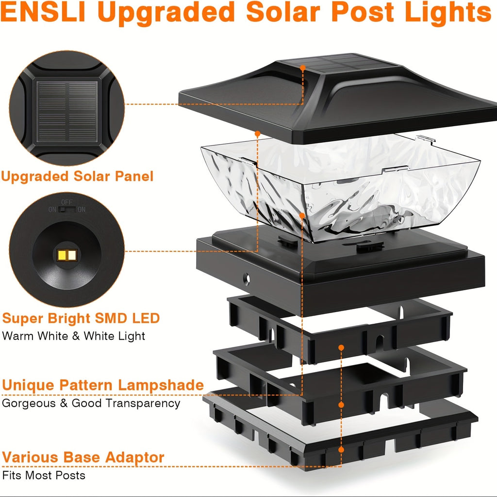 APZZLOXH Outdoor Solar Light - 8-Pack Installation - 12-Pack Installation 2 Types of Solar Fence Lights, Suitable for 4x44.5 X4.55x5 Wood and Vinyl Posts, Solar Deck Light Suitable for Front Porch Patio Decoration, Warm White and Cool White Light