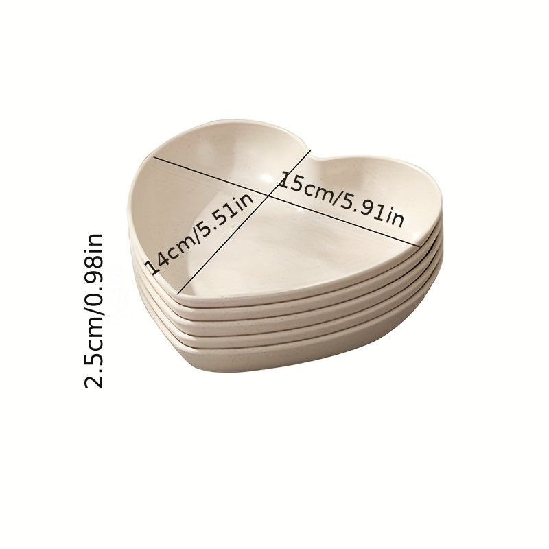 5 or 10 Pieces, Plastic Heart-Shaped Dinner Plate, Fruit Plate, Dessert Plate, Cake Plate, Snack Plate, Pickle Plate – Kitchenware, Kitchen Supplies
