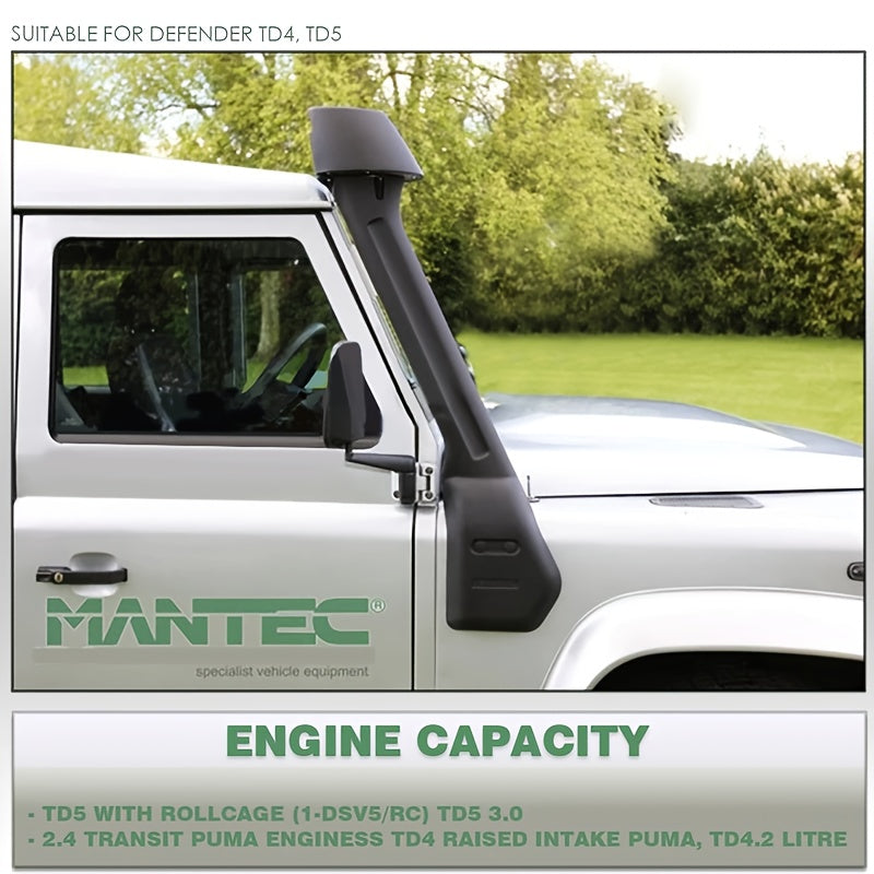 Car Modification Raised Air Intake Snorkel Kit for Land Rover Defender 90, Automatic Snorkel Pipe Kit Air Intake Manifold Auto Parts, Fits TD5 4.0L 3950CC V8, Mantec Style