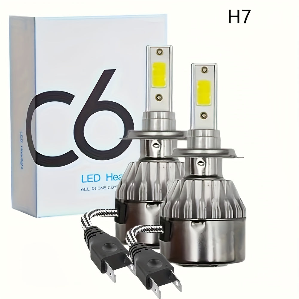 2-Pack LED Car Headlight C6 Bulbs H7 H4 H8 H9 H11 9005 9006 LED Light 6000K Car Light 12V Car Headlight Conversion Kit, Fits Multiple Car Models, High Quality Replacement Bulbs, Car Bulbs, No Battery Included