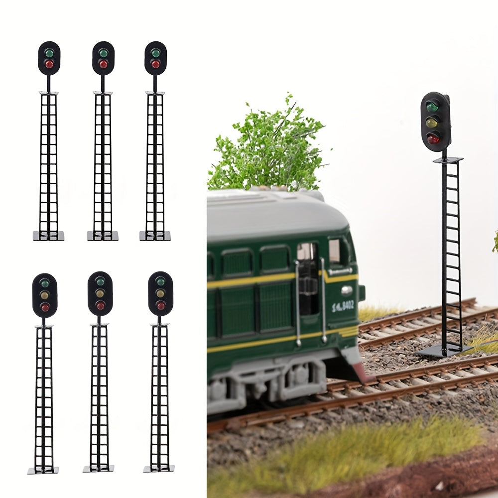 1 Set 1:87 HO Scale Model Railroad Track Signal Set, Includes Green, Red & Yellow Block Signals, 2-light & 3-light Configurations, Designed for Miniature Landscapes & Dioramas