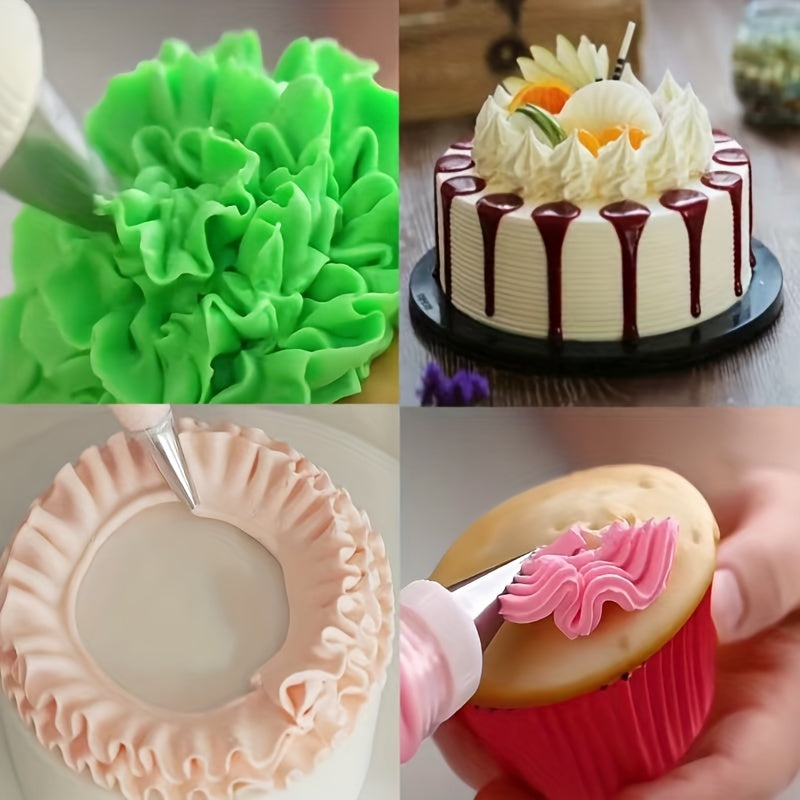 7-Piece Stainless Steel Ruffled Skirt Piping Nozzles – Cake Decorating Tool Kit with Unique Patterns for Cupcakes & Pastries – Premium Baking Supplies for Professional & Home Bakers – Easy to Clean & Food-Safe, Baking Accessories