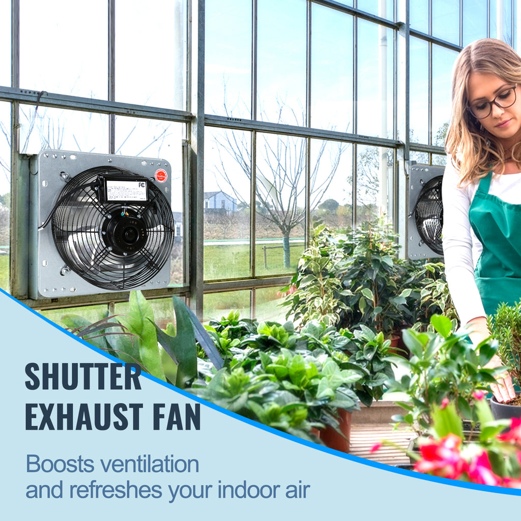 VEVOR 10''/16''/24'' Fan Shutter Exhaust Fan, Aluminum Wall Mount Attic Fan with AC Motor, Ventilation & Cooling for Greenhouse Garage Shed Store