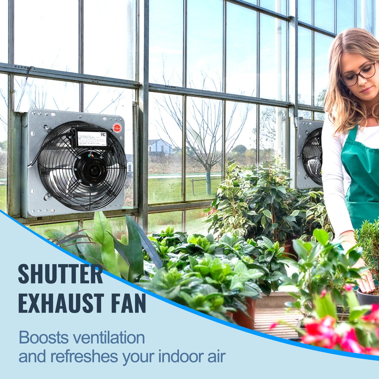 VEVOR 10''/16''/24'' Fan Shutter Exhaust Fan, Aluminum Wall Mount Attic Fan with AC Motor, Ventilation & Cooling for Greenhouse Garage Shed Store