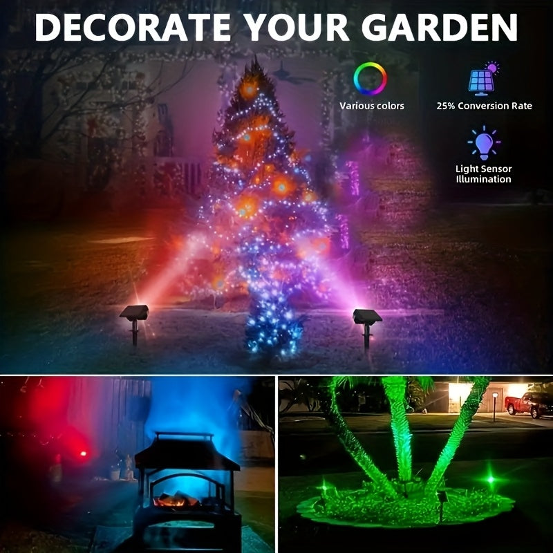 6-Piece Solar Courtyard Light IP65 Protection Rating 7 Lighting Modes RGB Color Changing Solar Landscape Spotlight 13 LED Warm White Light Garden Light – Perfect Choice for Halloween Christmas Decoration