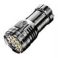 1PC 2025 New Rechargeable 9-LED Flashlight with COB Side Light, USB Power Supply, 1800mAh Lithium Battery, Standard Functions Including USB Cable, Portable Emergency Spotlight for Outdoor Use
