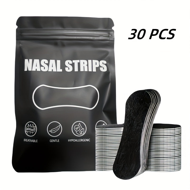 60pcs/30pcs 黑色胶布鼻贴 - 高级止咳鼻贴，额外持久，睡眠质量和呼吸更好，低过敏性鼻塞缓解，无药物，易于应用和移除，鼻贴缓解鼻塞 100pcs