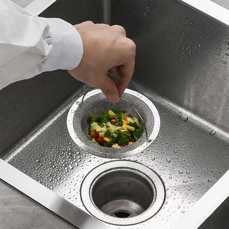 2Pcs 316 Stainless Steel Sink Strainer Set – Kitchen Drain & Filter, Drain Strainer & Mesh, with Non-Slip Handle – Premium Kitchen & Bathroom Drain Catcher – Hair, Food & Debris Clog Preventer – Rust-Proof Durable Mesh Drain Cover