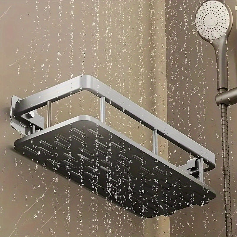 1/2/3-Piece Metal No-Drill Bathroom Shelf - Thickened & Easy Install, Wall Mount Storage Rack, Large Capacity Black-Silver Multi-Functional Holder for Bathroom & Toilet