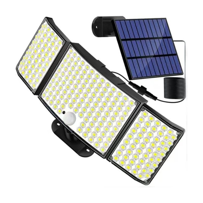 234 LED Solar Wall Light - Motion Sensor Outdoor Security Light with 3 Modes, 3-Head Security Floodlight, IP65 Waterproof, Perfect for Garden and Courtyard, Solar Rechargeable Lithium Battery, Remote Control Not Included