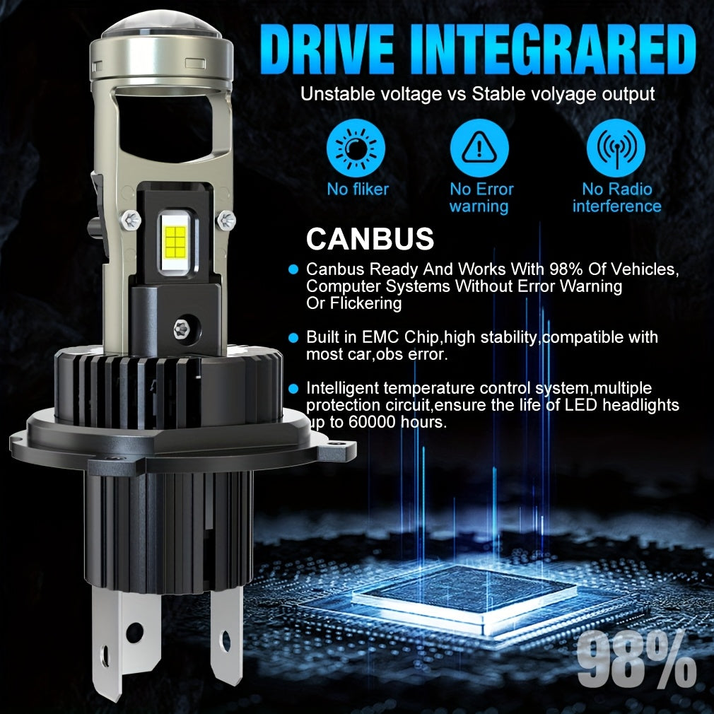 S&D High/Low Beam 150W H4 H7 LED Car Lens Headlight Bulbs, 40000LM H11 9005 HB3 9006 HB4 Car Lens Lights, Turbo LED Lights, Super Bright Car Headlights, Plug-and-Play, 12V, with Canbus, 2-Pack